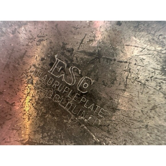 1924 ESG Quadruple Plate 24K Gold Lined 50 Years Bank of Kewaskum Crinkle Bowls - Picture 6 of 13